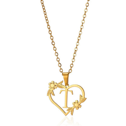 BowLift | Dainty Floral Heart Letter Initial Necklace