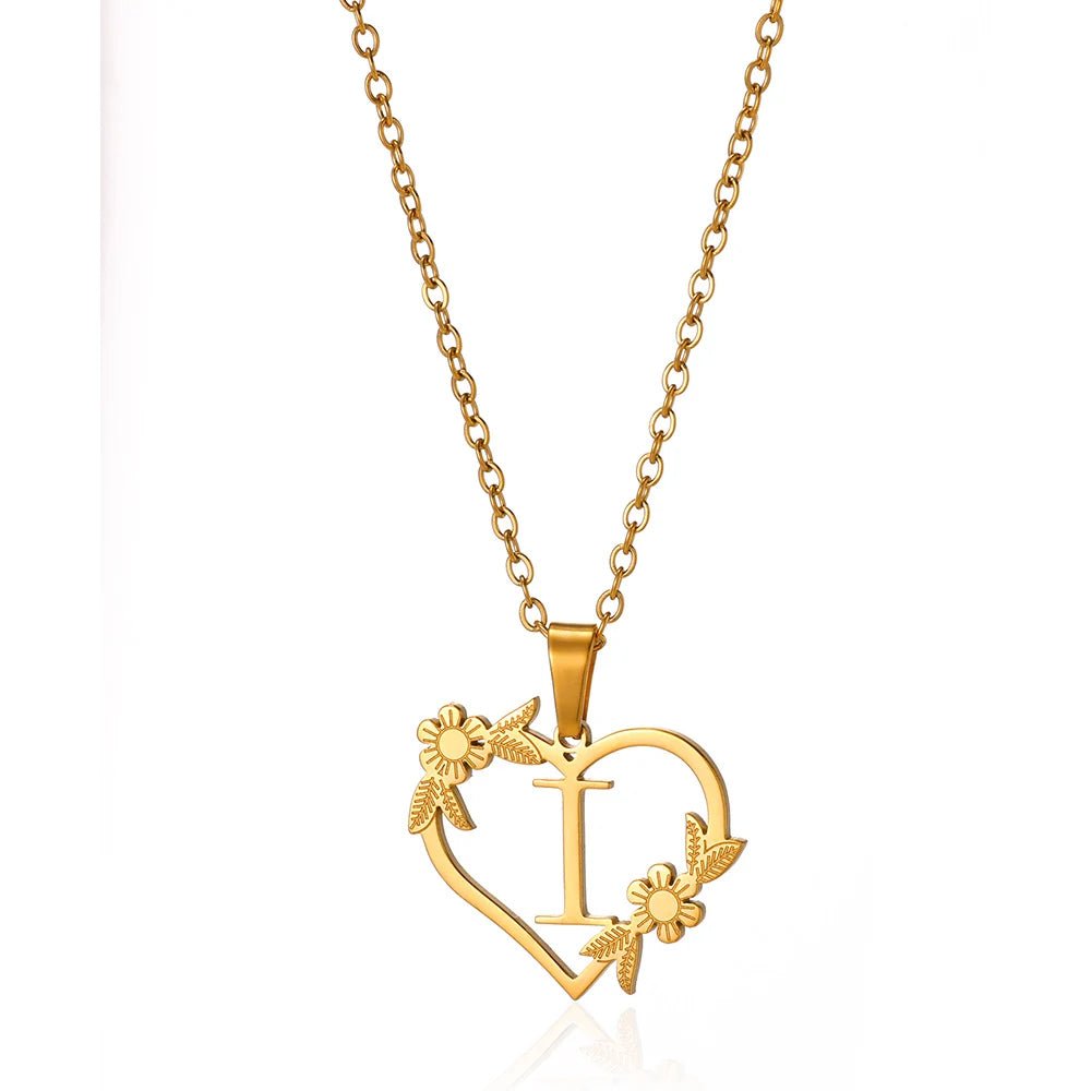 BowLift | Dainty Floral Heart Letter Initial Necklace