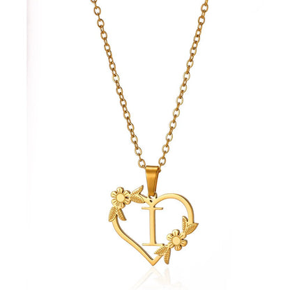 BowLift | Dainty Floral Heart Letter Initial Necklace
