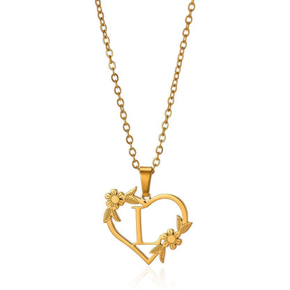 BowLift | Dainty Floral Heart Letter Initial Necklace