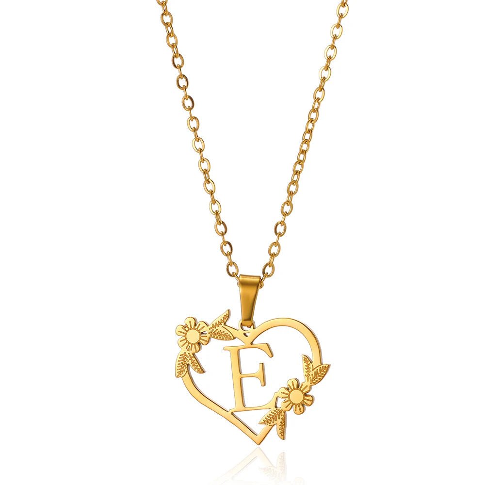 BowLift | Dainty Floral Heart Letter Initial Necklace