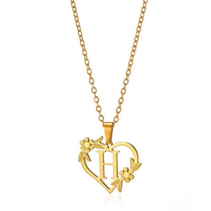BowLift | Dainty Floral Heart Letter Initial Necklace