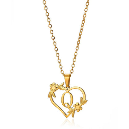 BowLift | Dainty Floral Heart Letter Initial Necklace