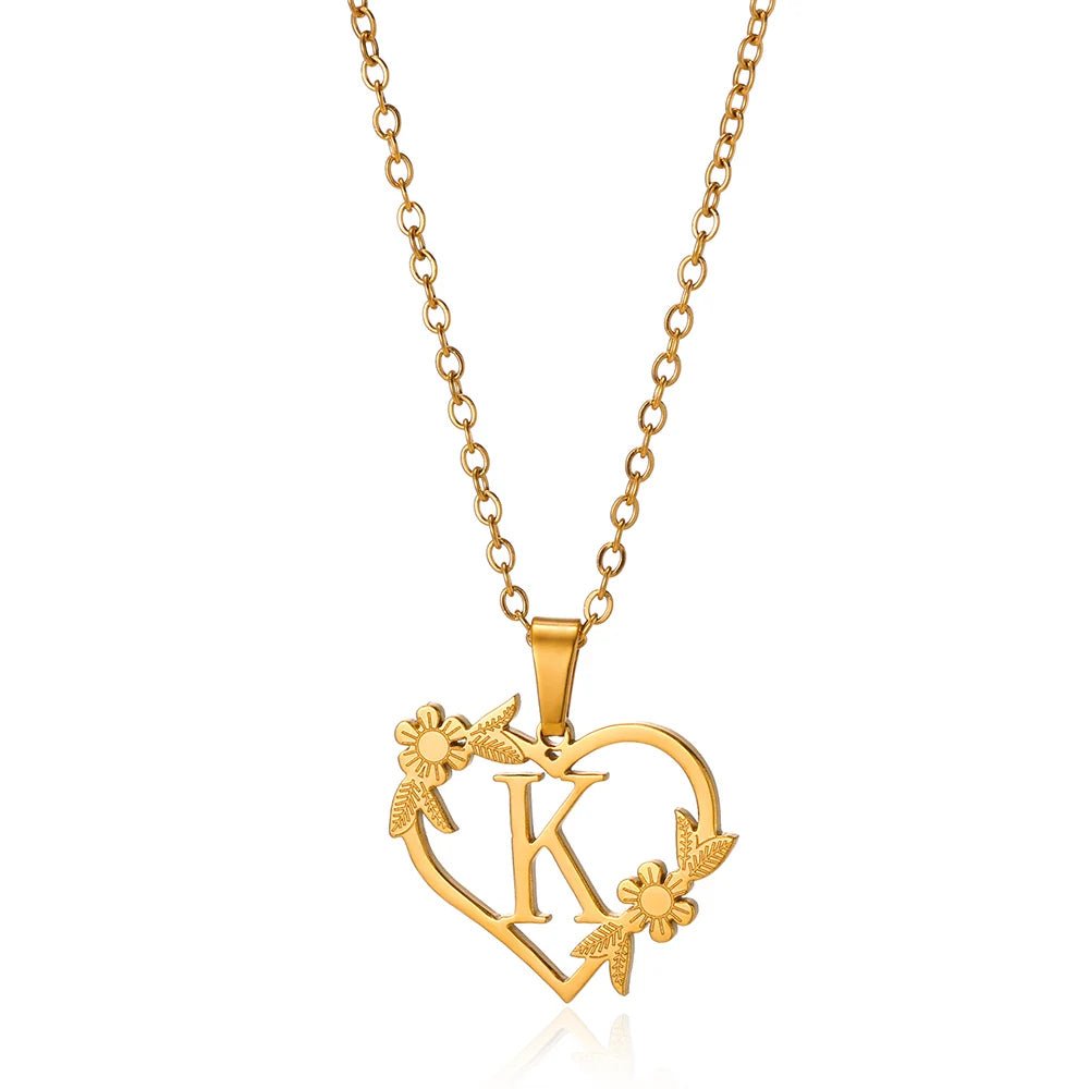 BowLift | Dainty Floral Heart Letter Initial Necklace