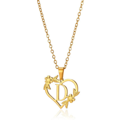 BowLift | Dainty Floral Heart Letter Initial Necklace