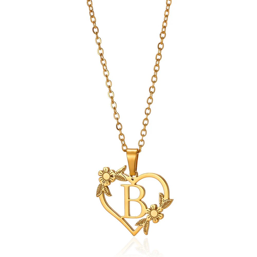 BowLift | Dainty Floral Heart Letter Initial Necklace