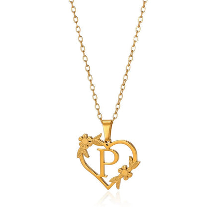 BowLift | Dainty Floral Heart Letter Initial Necklace