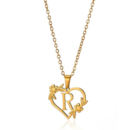BowLift | Dainty Floral Heart Letter Initial Necklace