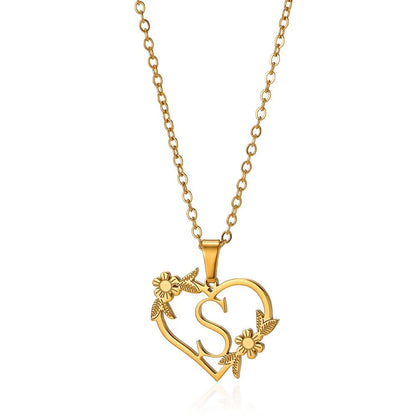BowLift | Dainty Floral Heart Letter Initial Necklace