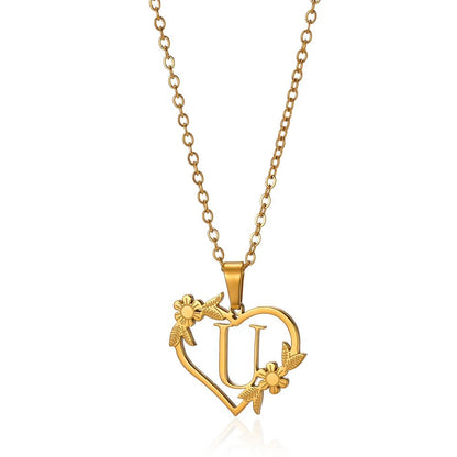BowLift | Dainty Floral Heart Letter Initial Necklace