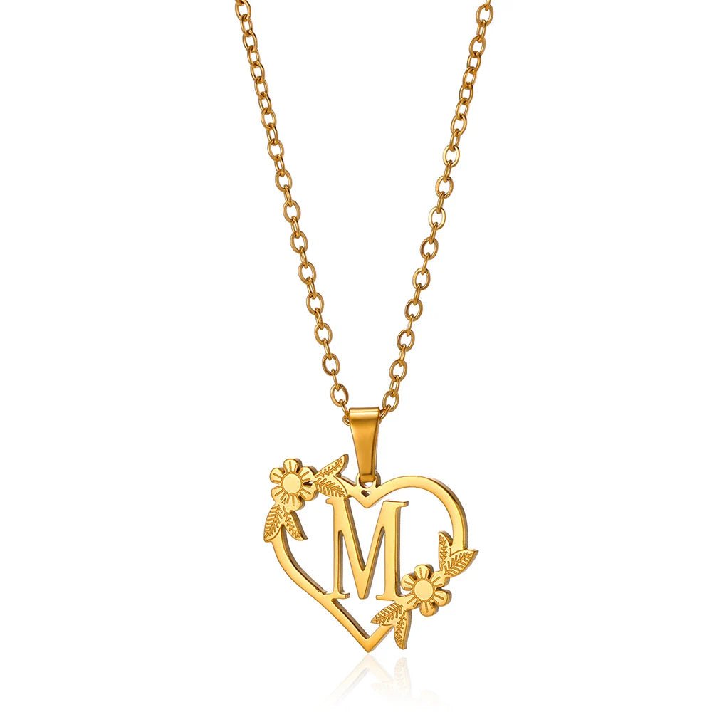 BowLift | Dainty Floral Heart Letter Initial Necklace