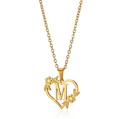 BowLift | Dainty Floral Heart Letter Initial Necklace