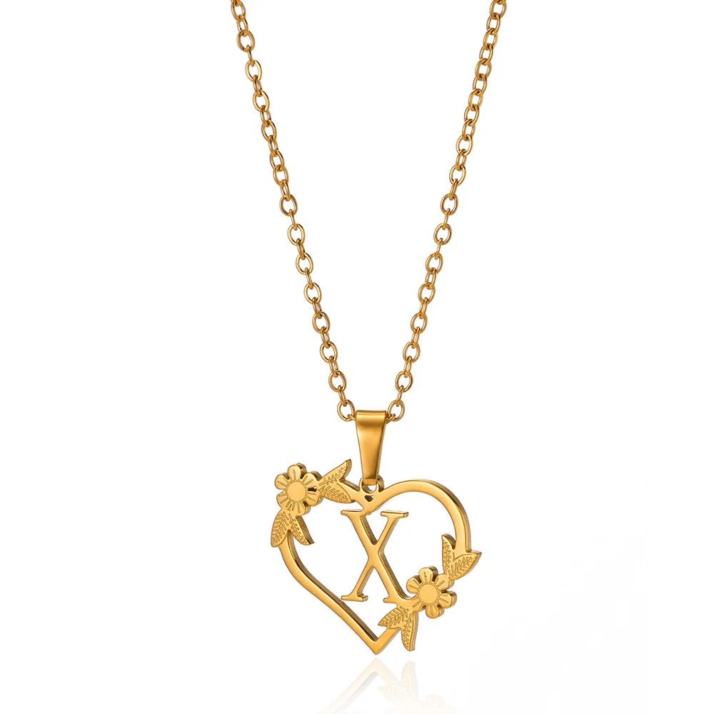 BowLift | Dainty Floral Heart Letter Initial Necklace