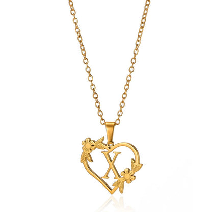 BowLift | Dainty Floral Heart Letter Initial Necklace