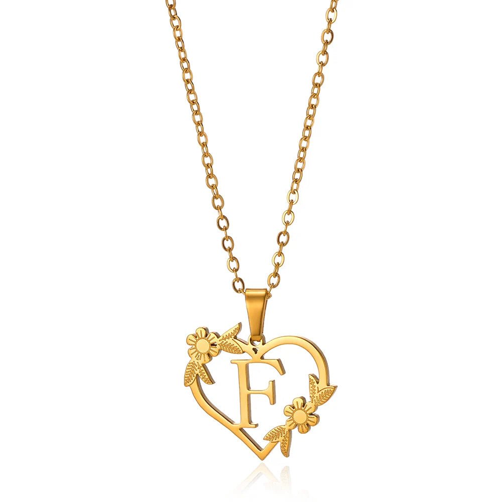 BowLift | Dainty Floral Heart Letter Initial Necklace