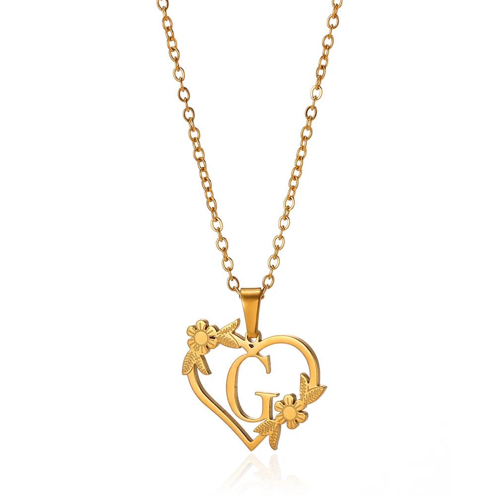 BowLift | Dainty Floral Heart Letter Initial Necklace