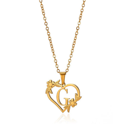 BowLift | Dainty Floral Heart Letter Initial Necklace