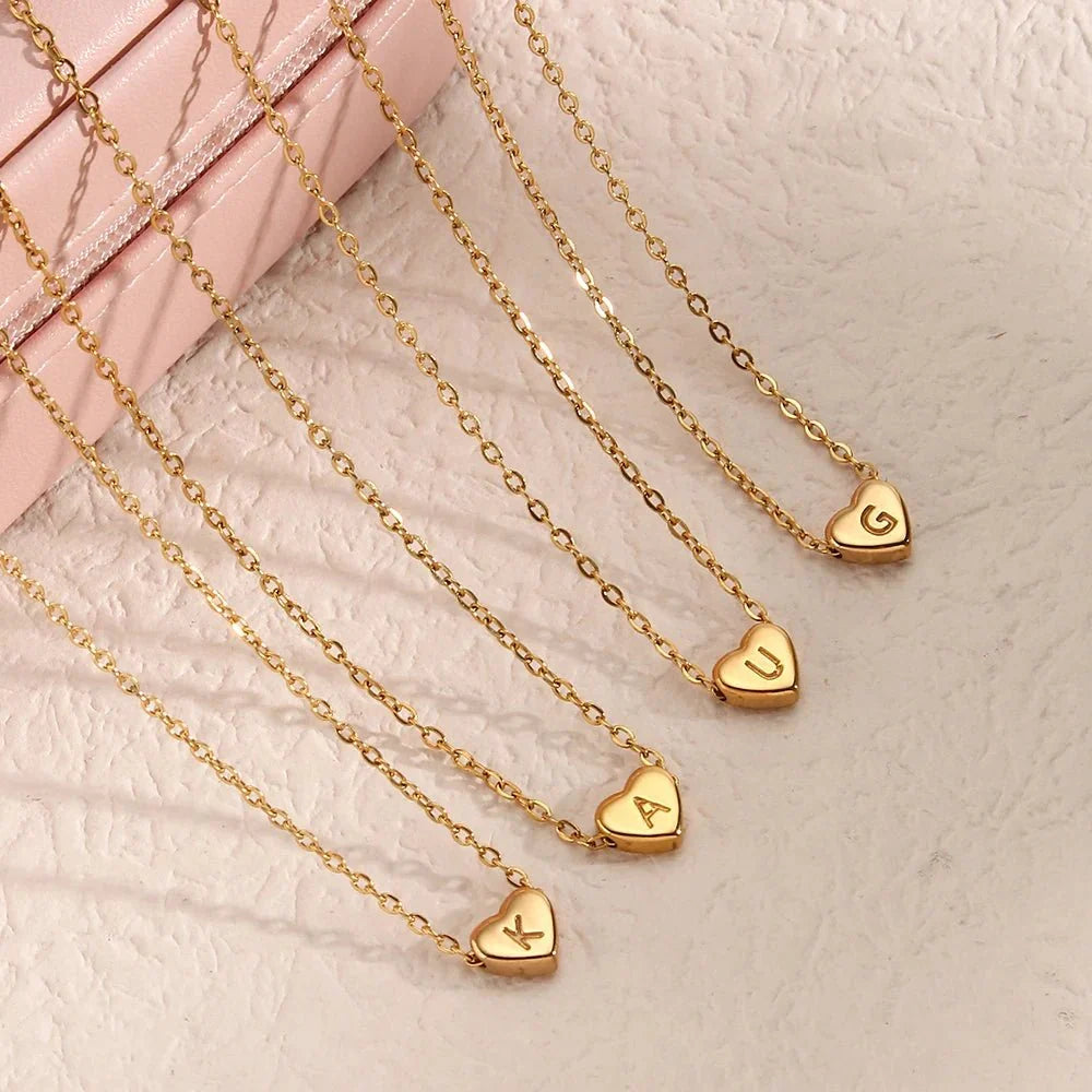 BowLift | Dainty Minimal Heart Initial Letter Necklace