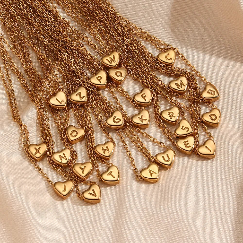 BowLift | Dainty Minimal Heart Initial Letter Necklace