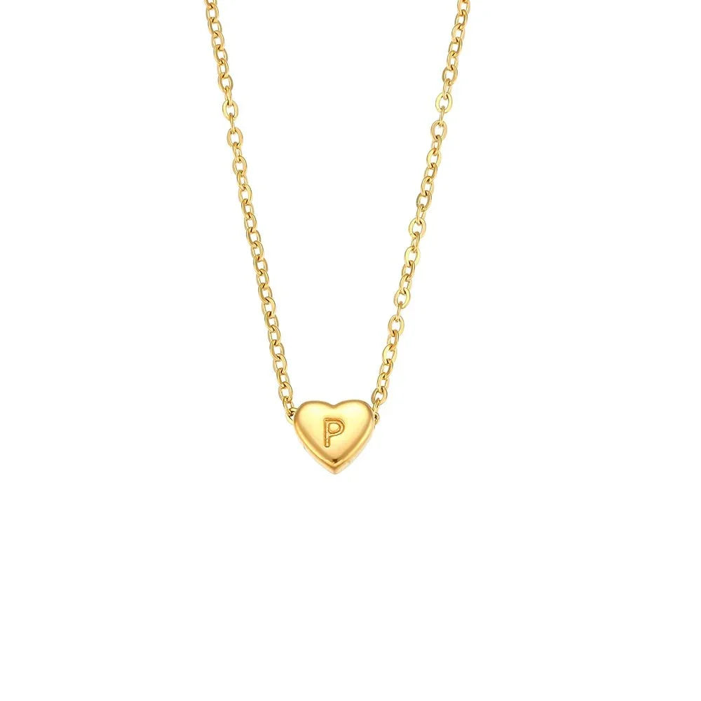 BowLift | Dainty Minimal Heart Initial Letter Necklace