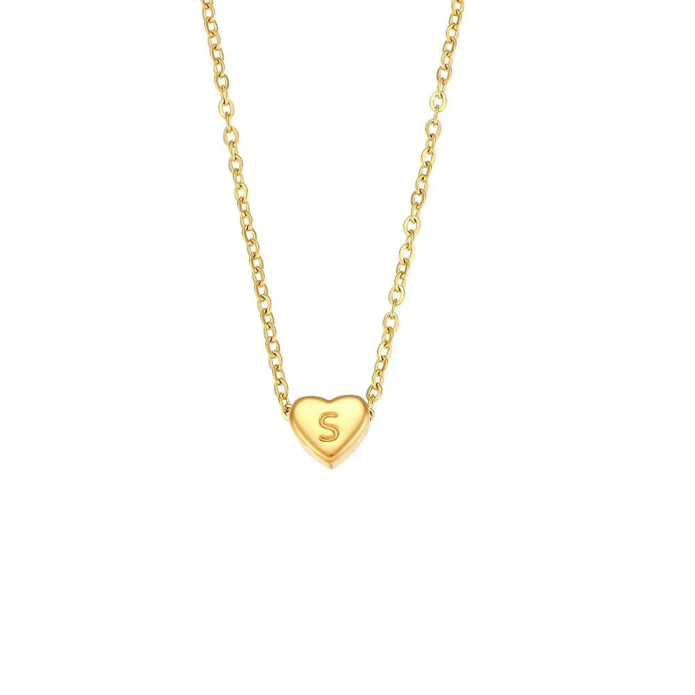 BowLift | Dainty Minimal Heart Initial Letter Necklace