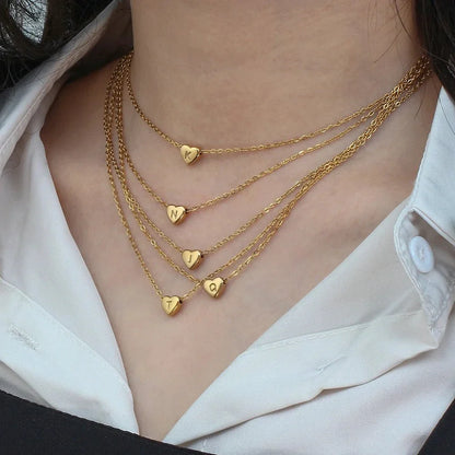 Skanto | Dainty Minimal Heart Initial Necklace