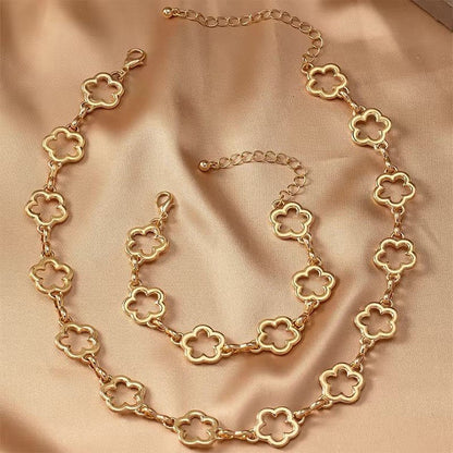 Brehn | Delicate Open Clover Choker Necklace, Bracelet, Earring Set