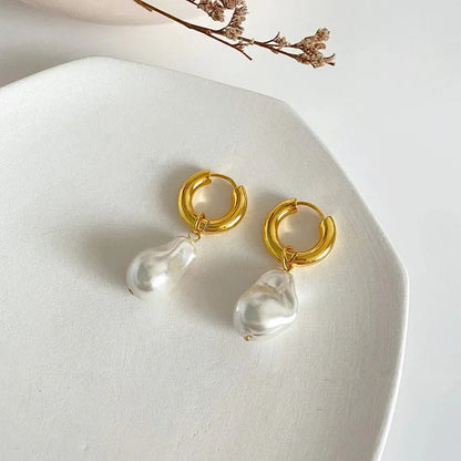 BowLift | Dainty Pearl Huggie Earrings