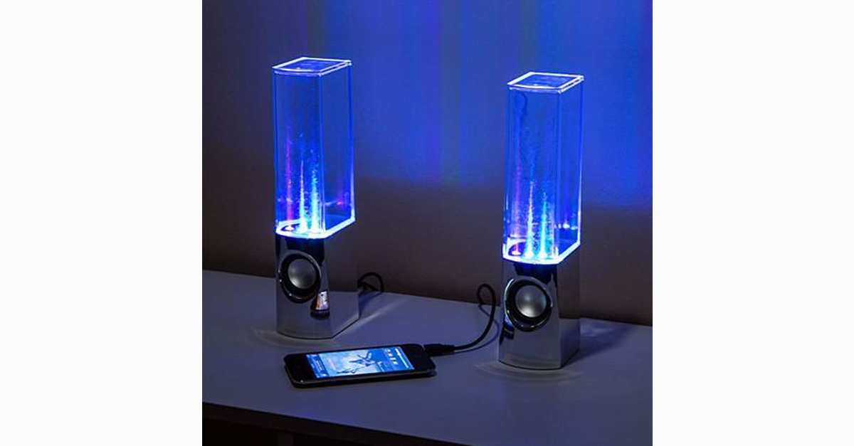 Portable LED speaker with colorful, dancing water fountain effect!