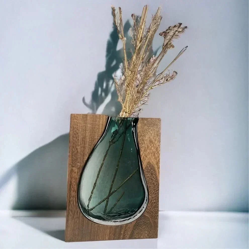 BowLift | Scandinavian Glass Vase with Wooden Accent for Modern Interiors