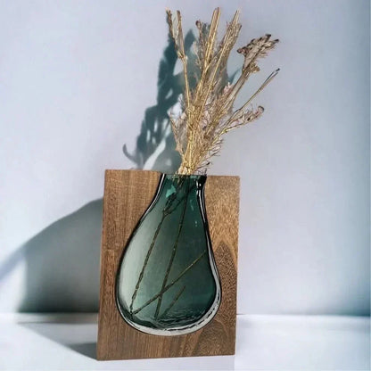 BowLift | Scandinavian Glass Vase with Wooden Accent for Modern Interiors