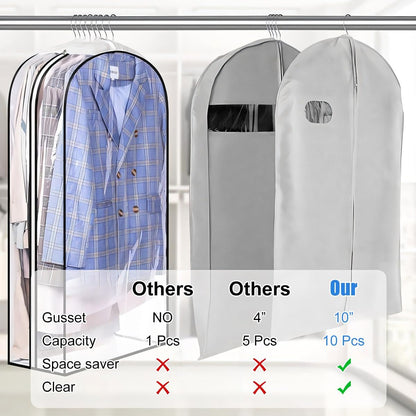 Transparent Garment Covers with Inserts – 6-Pack Side Zipper Storage Covers | Bowlift