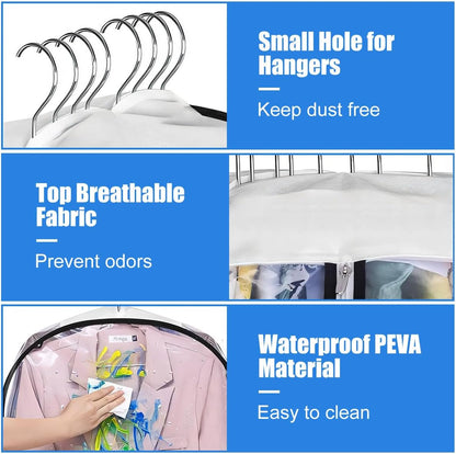 Transparent Garment Covers with Inserts – 6-Pack Side Zipper Storage Covers | Bowlift