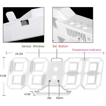 3D LED Wall Clock Skanto| Modern Digital Clock | Dimmable LED Light | Elegant Wall Decor