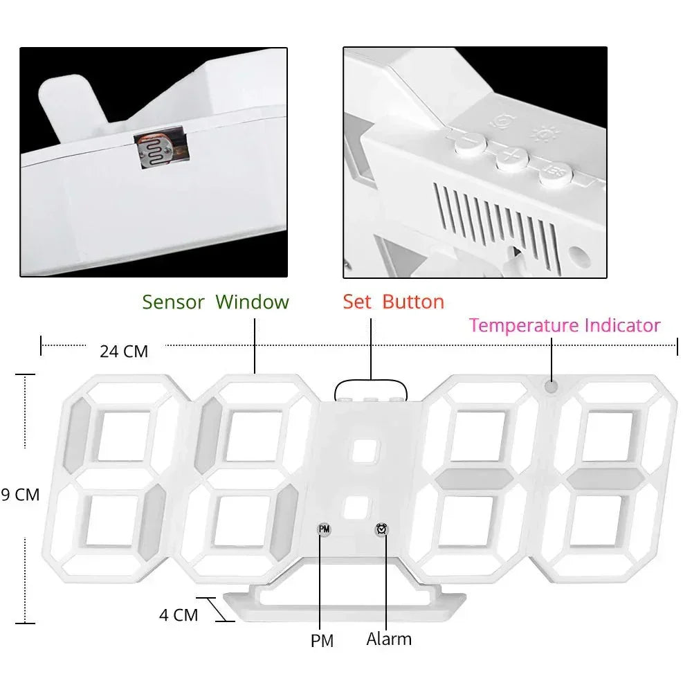 Skanto 3D LED Wall Clock | Modern Digital Clock | Dimmable LED Light | Stylish Wall Decor