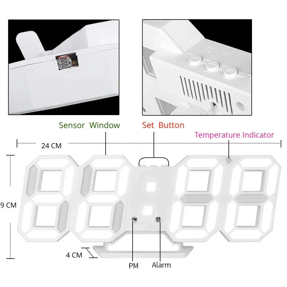 Frendorf | LumiSync 3D LED Wall Clock – Modern Digital Clock with Dimmable Lighting
