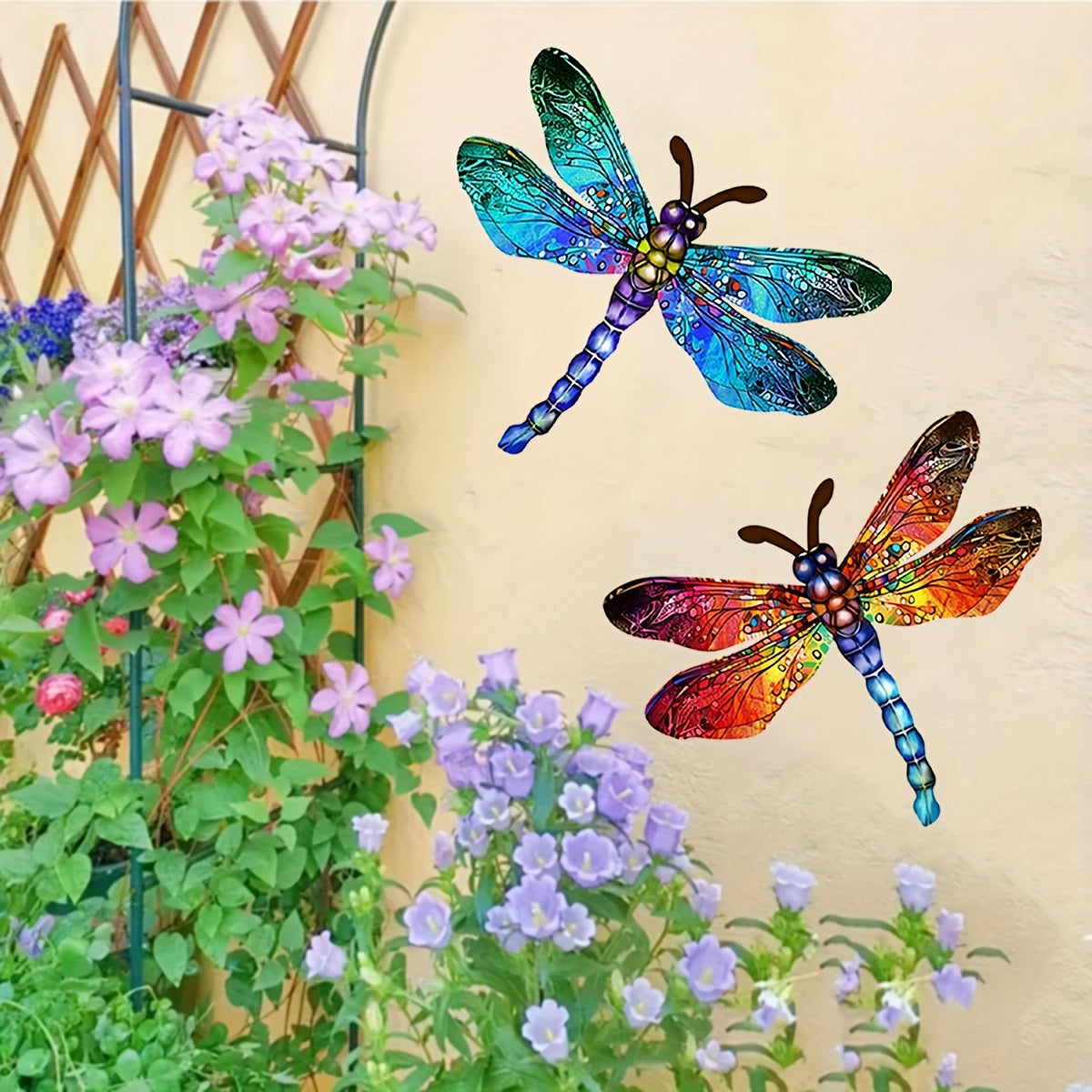 Skanto | 1/2 Pcs Lively Dragonfly Wall Art Made of Metal – Artistic Outdoor Decoration for Gardens, Homes, and Events – Durable, Versatile, and Eye-Catching – A Perfect Gift Idea for Any Occasion