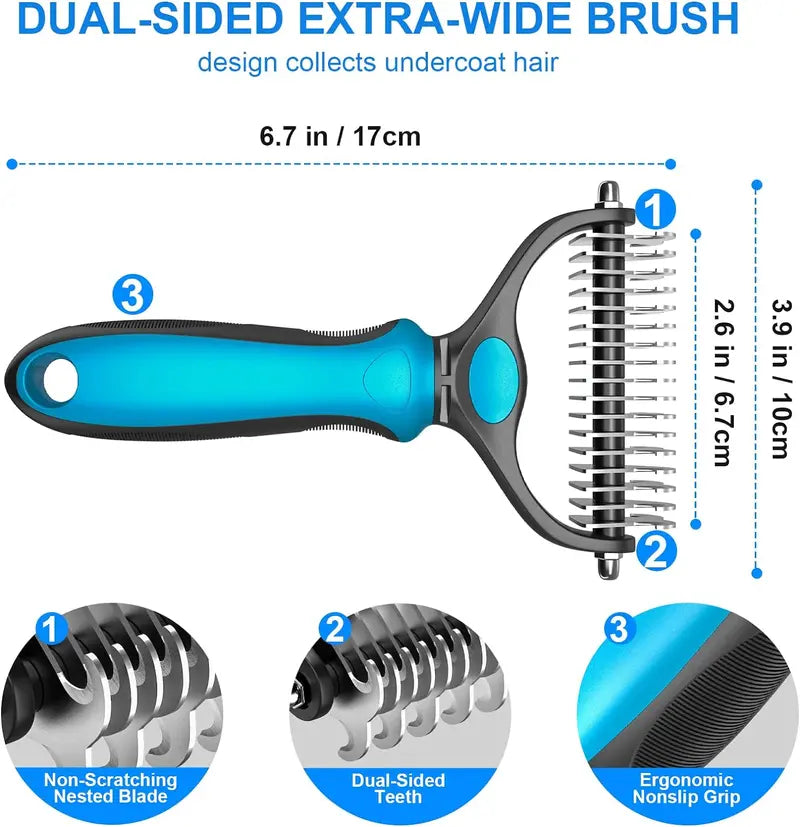 Double-Sided Pet Grooming Brush - End Pet Hair Chaos & Enjoy Quiet, Cozy Cuddle Sessions | Skanto