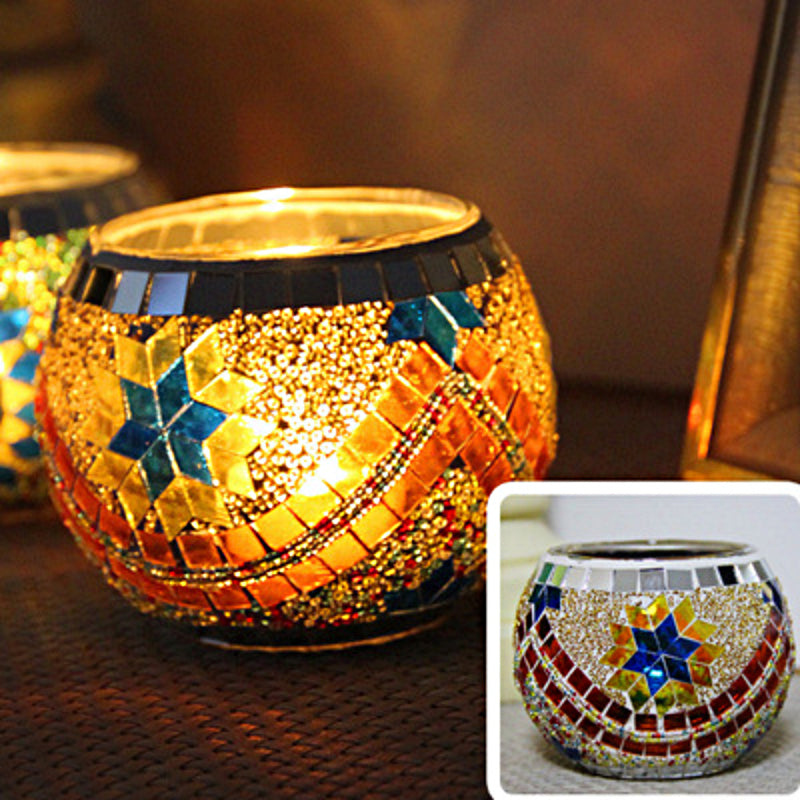 Brehn | European Retro Glass Mosaic Tealight Holder