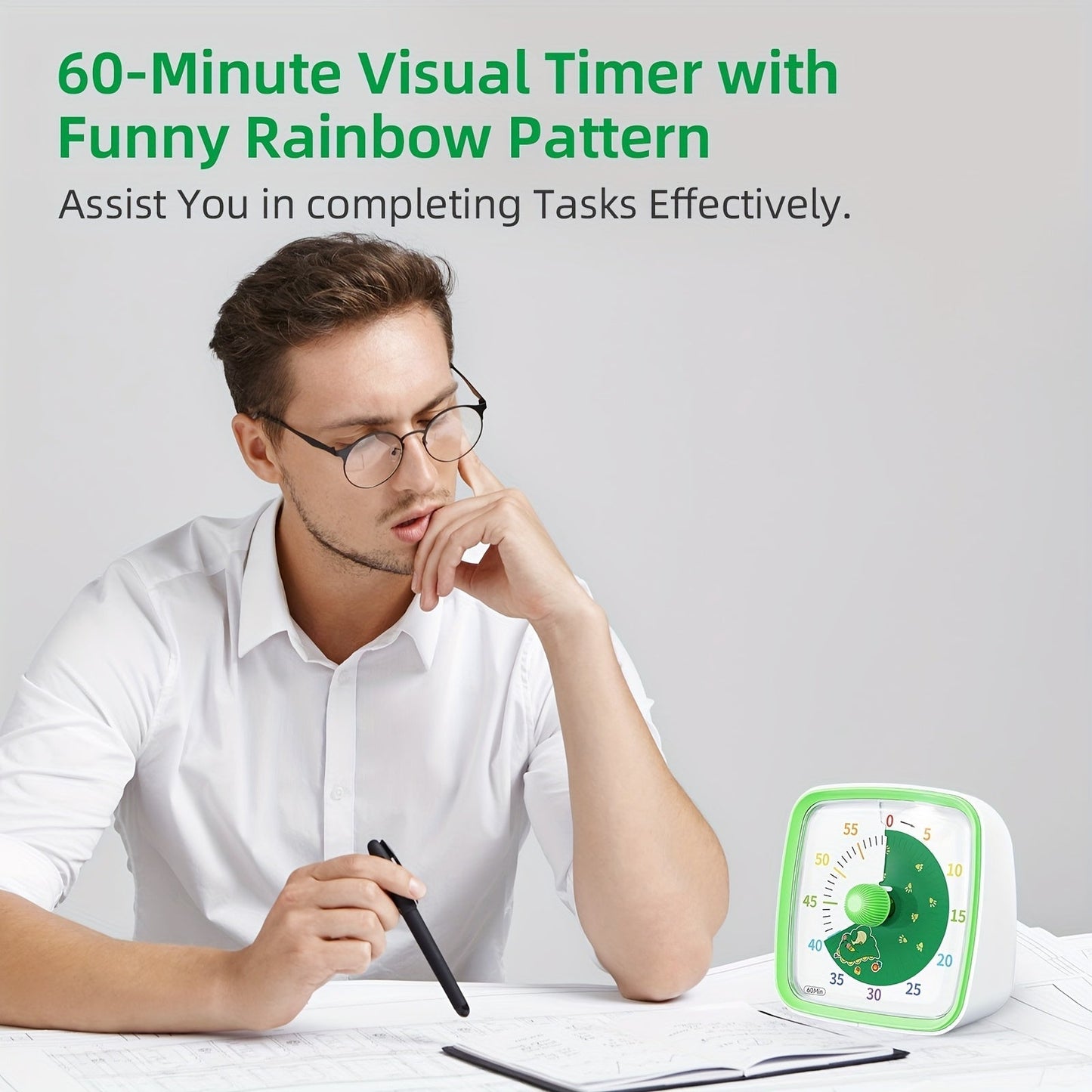 BowLift | Rainbow Time Management Timer – Visual 60-Minute Countdown Timer for Study, Work and Home