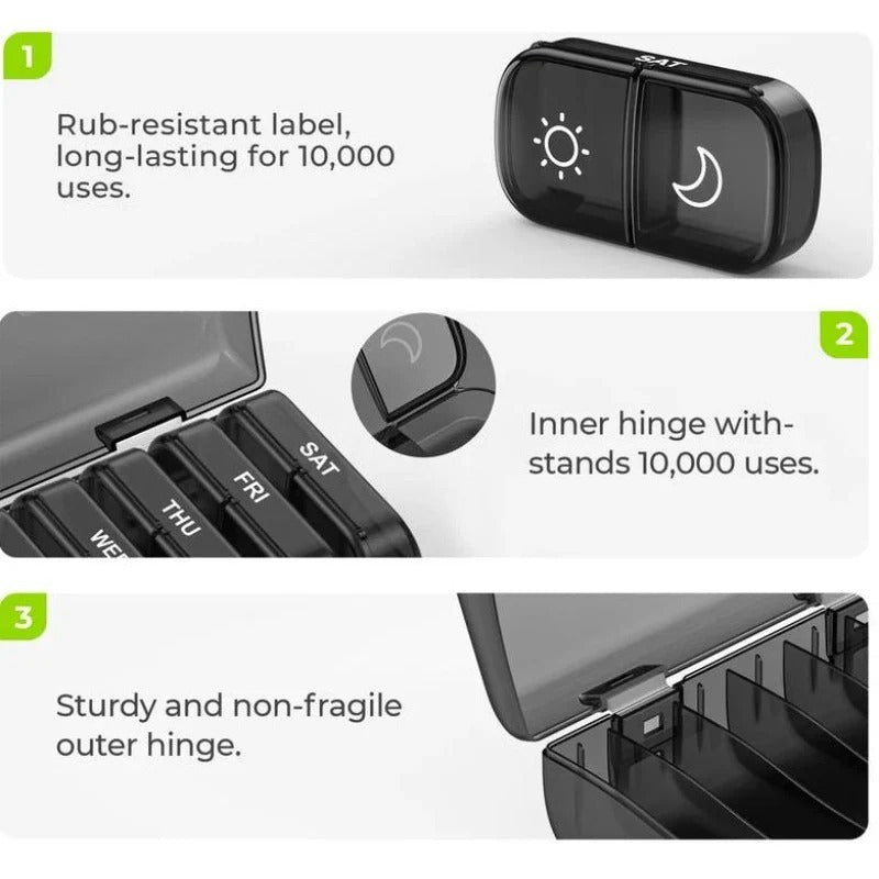 BowLift | AM PM Weekly Pill Organizer – Travel-Friendly, Large Capacity & BPA-Free