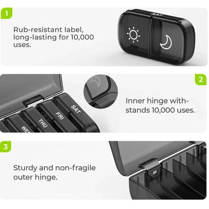 BowLift | AM PM Weekly Pill Organizer – Travel-Friendly, Large Capacity & BPA-Free