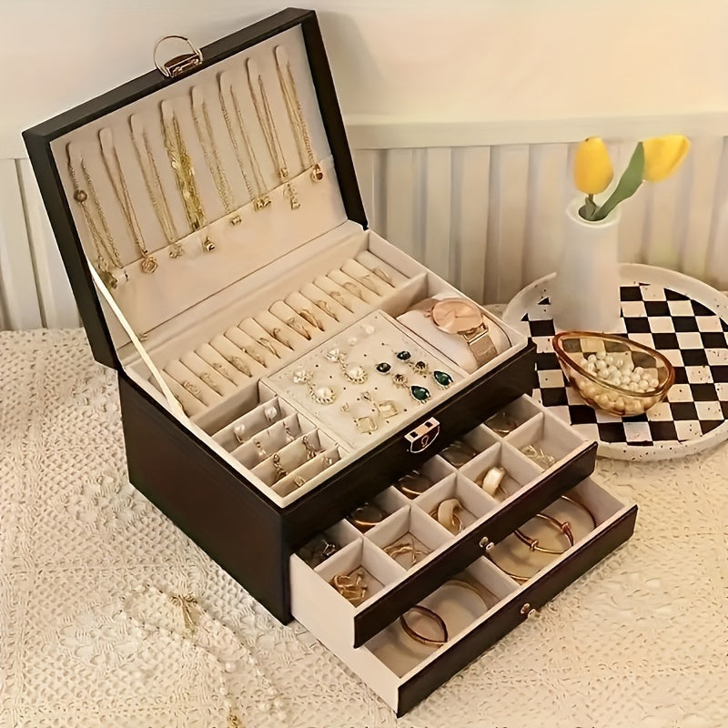 Skanto | Leather Jewelry Box Organizer with Drawers