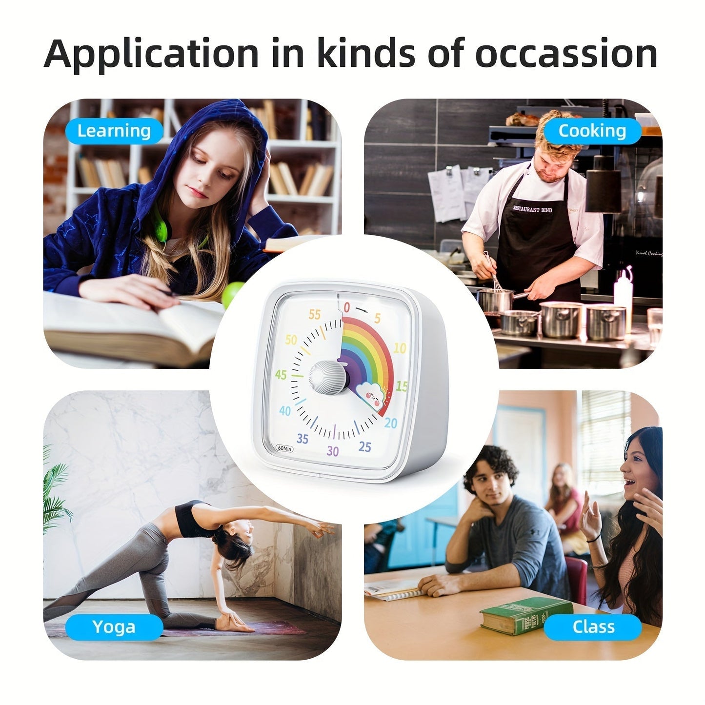 BowLift | Rainbow Time Management Timer – Visual 60-Minute Countdown Timer for Study, Work and Home