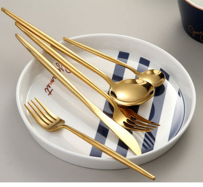 Skanto | RoyalGlimmer Gold Cutlery Set - Gold Cutlery Set for a Luxurious Table Setting