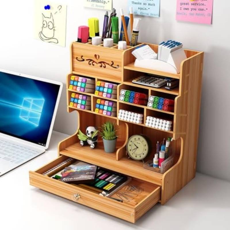 Skanto | Three Drawer Desk Organizer with Multiple Grids