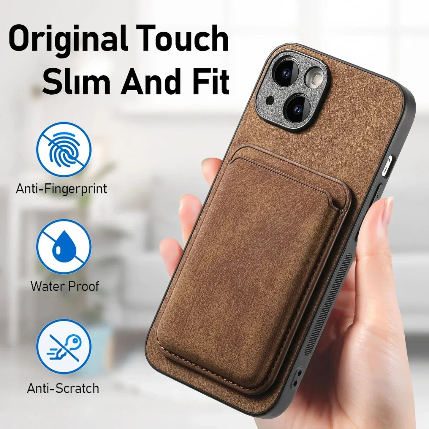 Skanto | MagSafe iPhone Case Magnetic Leather Card Holder