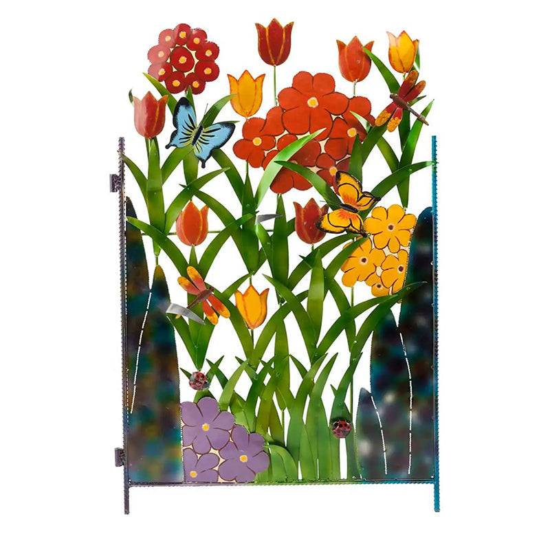 Colorful Metal Butterfly and Flowers Garden Privacy Screen | Brehn