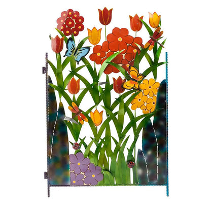 Colorful Metal Butterfly and Flowers Garden Privacy Screen | Brehn