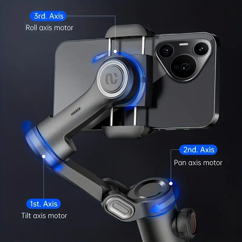 BowLift | SmartPro Smartphone Gimbal Stabiliser – Foldable 3-Axis Handheld Stabiliser for iPhone & Android